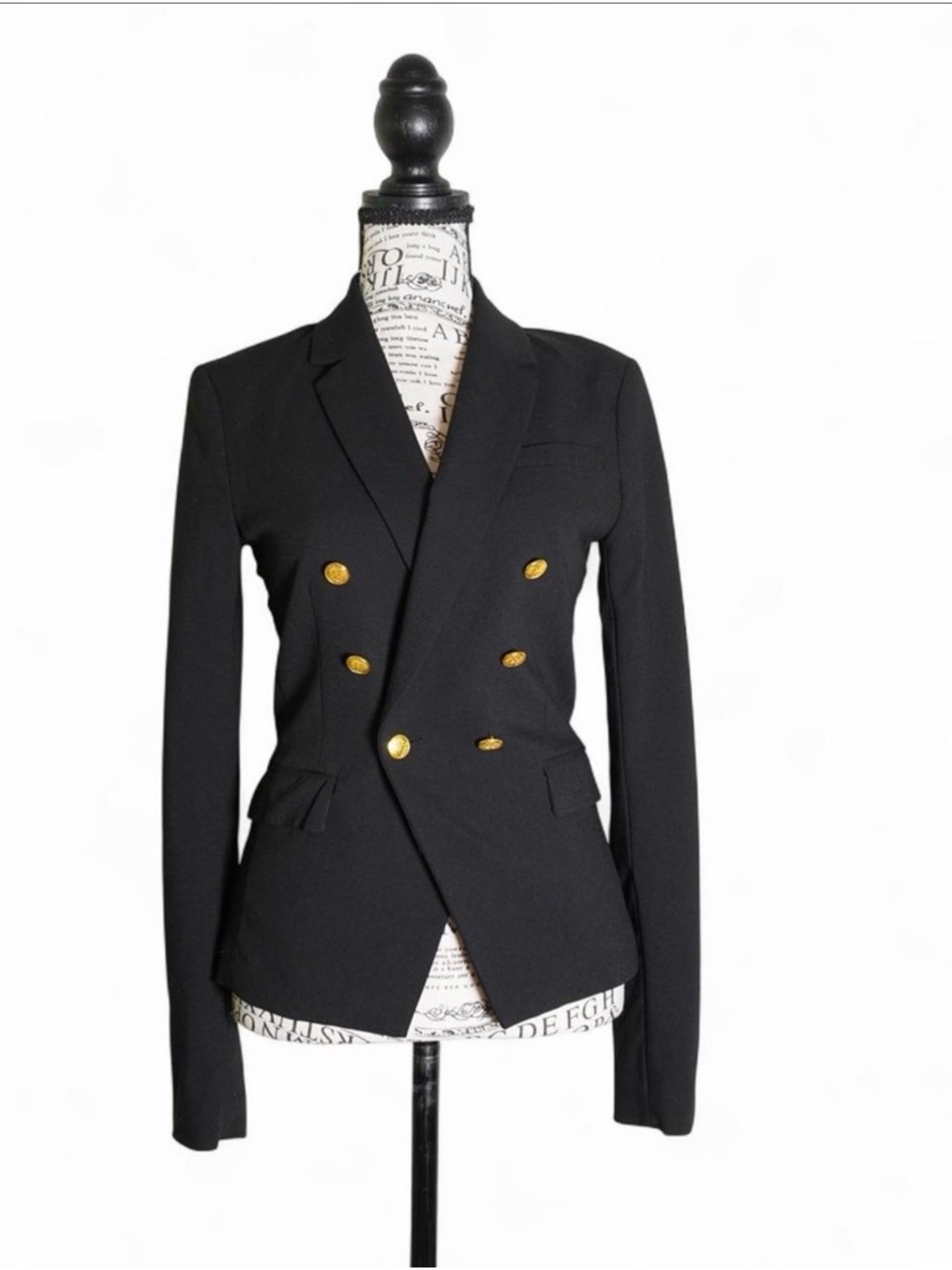 H&M Black Double-Breasted Blazer with Gold Buttons